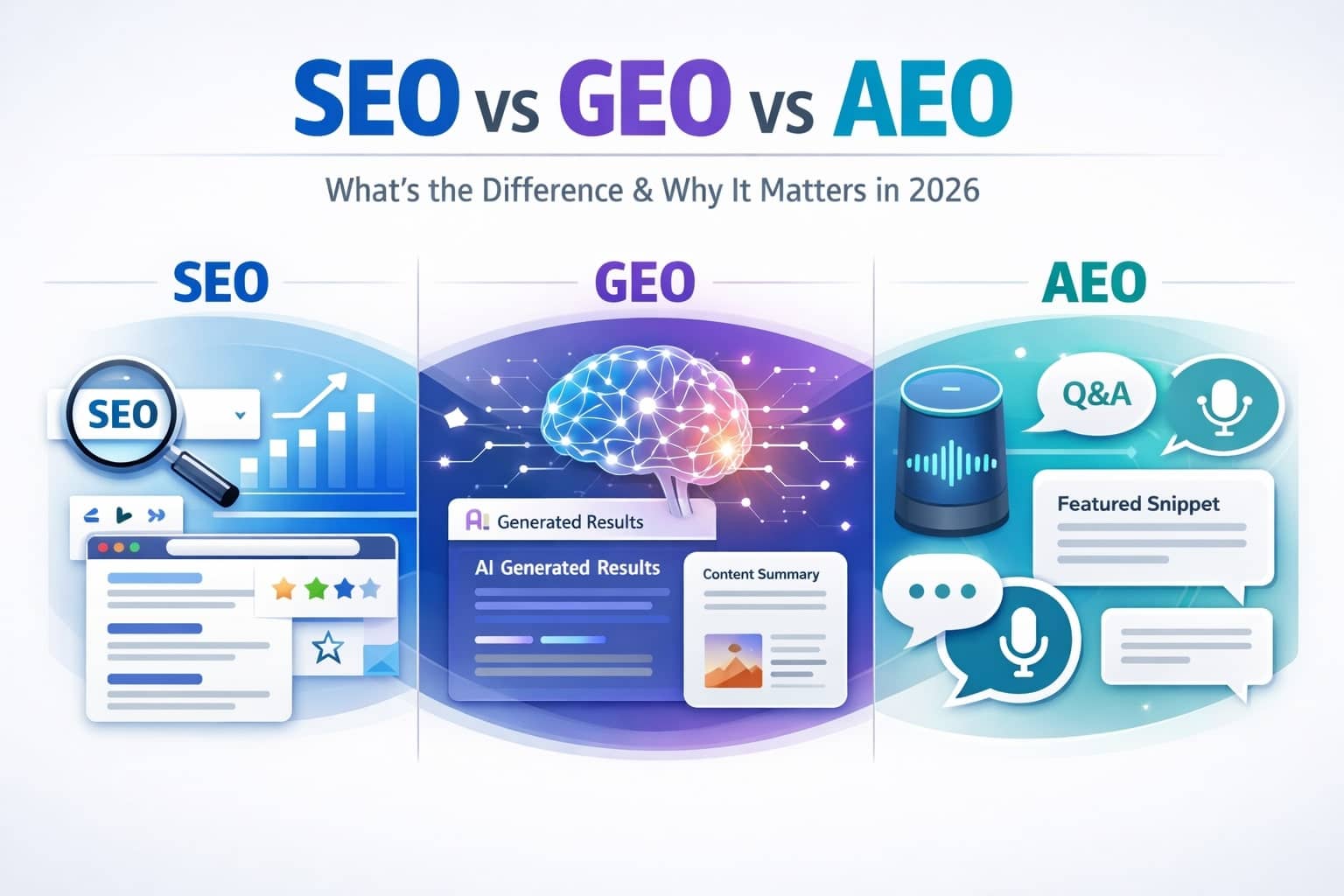 SEO vs GEO vs AEO: What’s the Difference and Why It Matters in 2026 ...